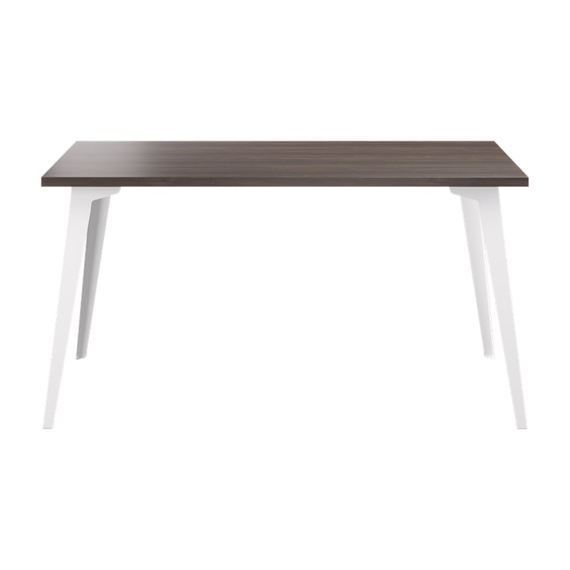 Pemberly Row 27x57 Mid Century Modern Metal Desk - Alpine White / Trail Walnut