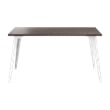 Pemberly Row 27x57 Mid Century Modern Metal Desk - Alpine White / Trail Walnut