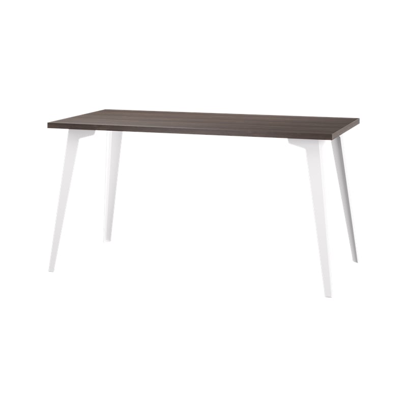 Pemberly Row 27x57 Mid Century Modern Metal Desk - Alpine White / Trail Walnut