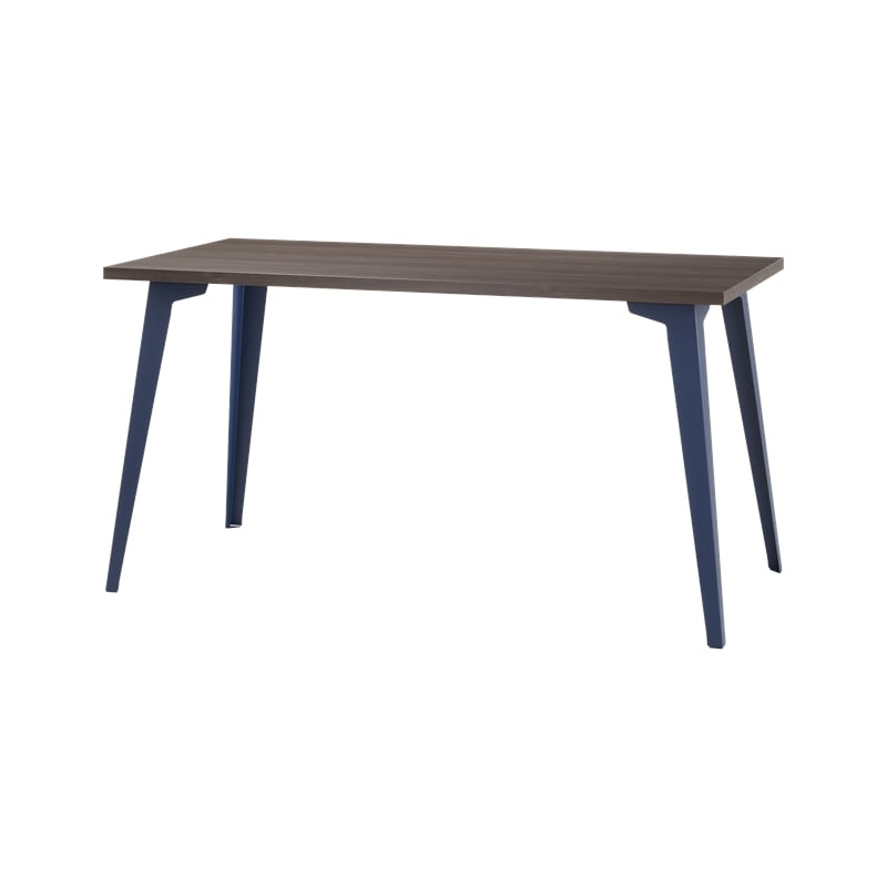 Pemberly Row 27x57 Mid Century Modern Metal Desk - Navy / Trail Walnut