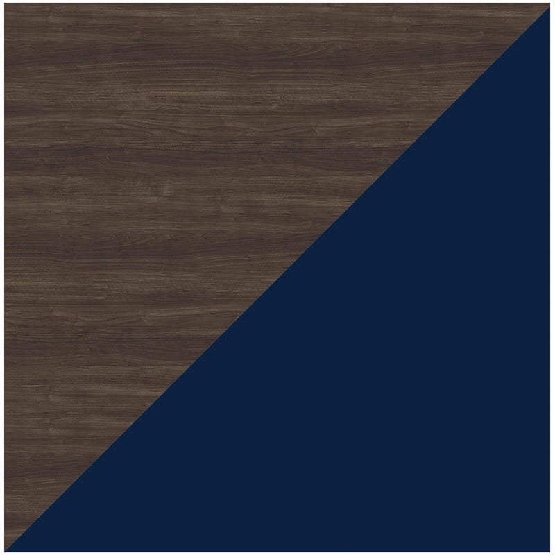 Pemberly Row 27x57 Mid Century Modern Metal Desk - Navy / Trail Walnut