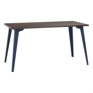 Pemberly Row 27x57 Mid Century Modern Metal Desk - Navy / Trail Walnut