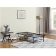 Pemberly Row Metal Eastern King Powder Coated Mattress Support in Black