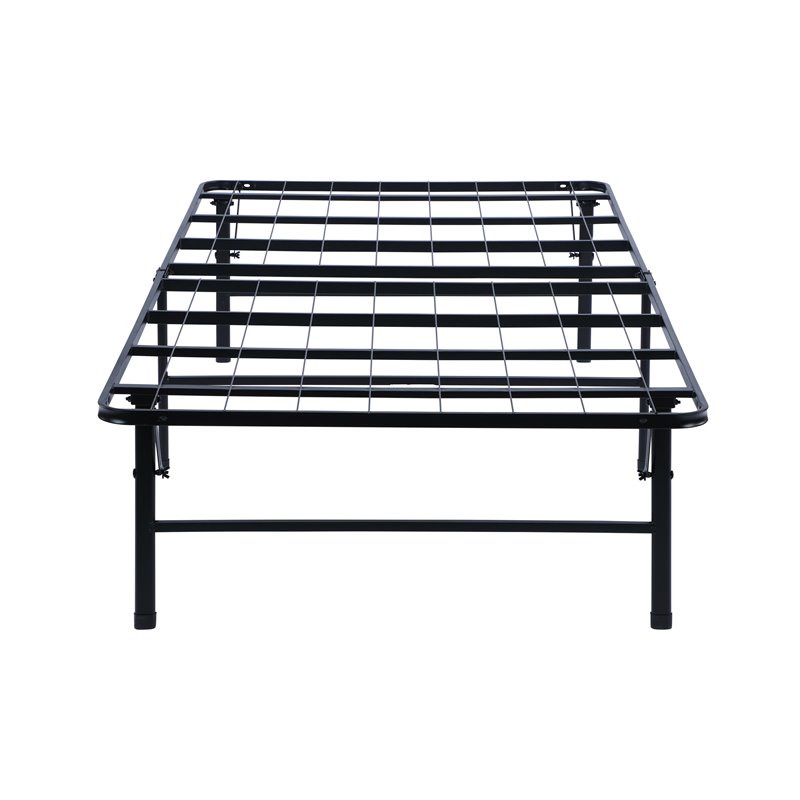 Pemberly Row Metal Eastern King Powder Coated Mattress Support in Black