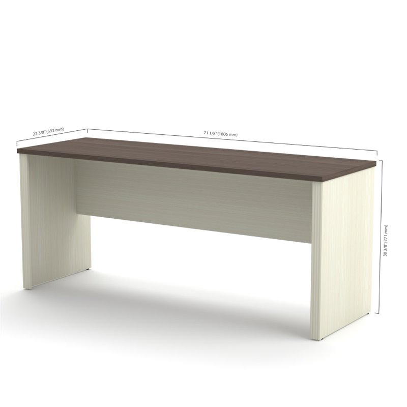 Pemberly Row Contemporary Desk Shell in White Chocolate and Antigua