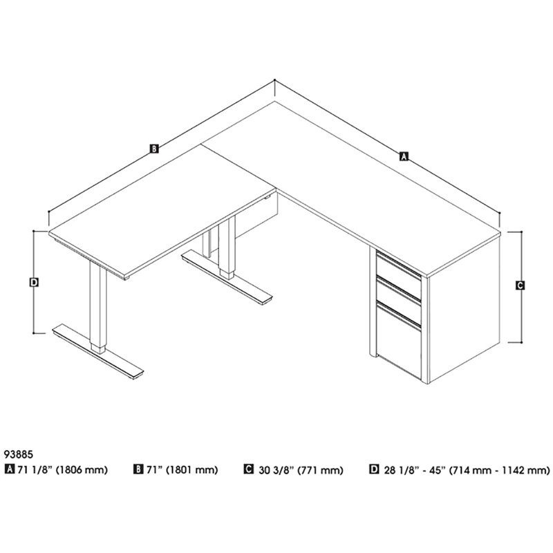 Pemberly Row Contemporary 2 Piece Standing Desk Set in Antigua and Black