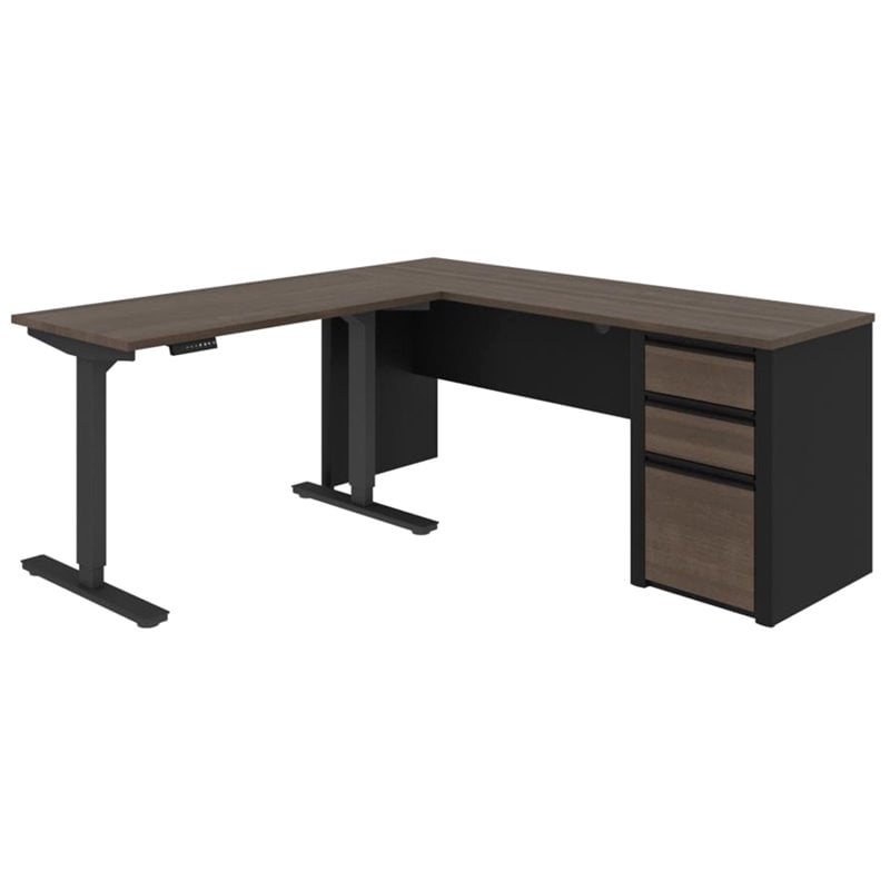 Pemberly Row Contemporary 2 Piece Standing Desk Set in Antigua and Black