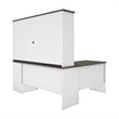 Pemberly Row L Shaped Computer Desk with Hutch in Walnut Gray and White