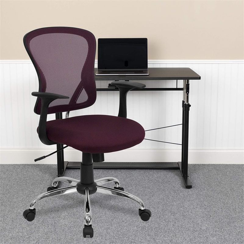 Pemberly Row Mid Back Mesh Office Chair with Chrome Finished Base