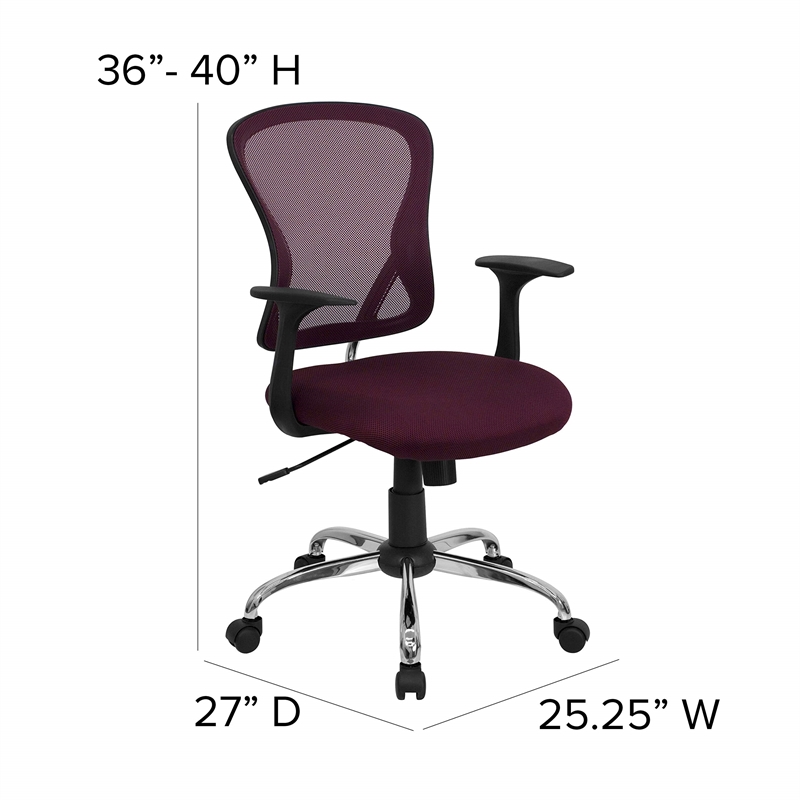 Pemberly Row Mid Back Mesh Office Chair with Chrome Finished Base