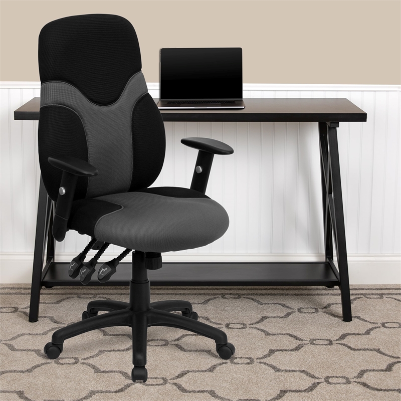 Pemberly Row High Back Mesh Office Swivel Chair in Black and Gray
