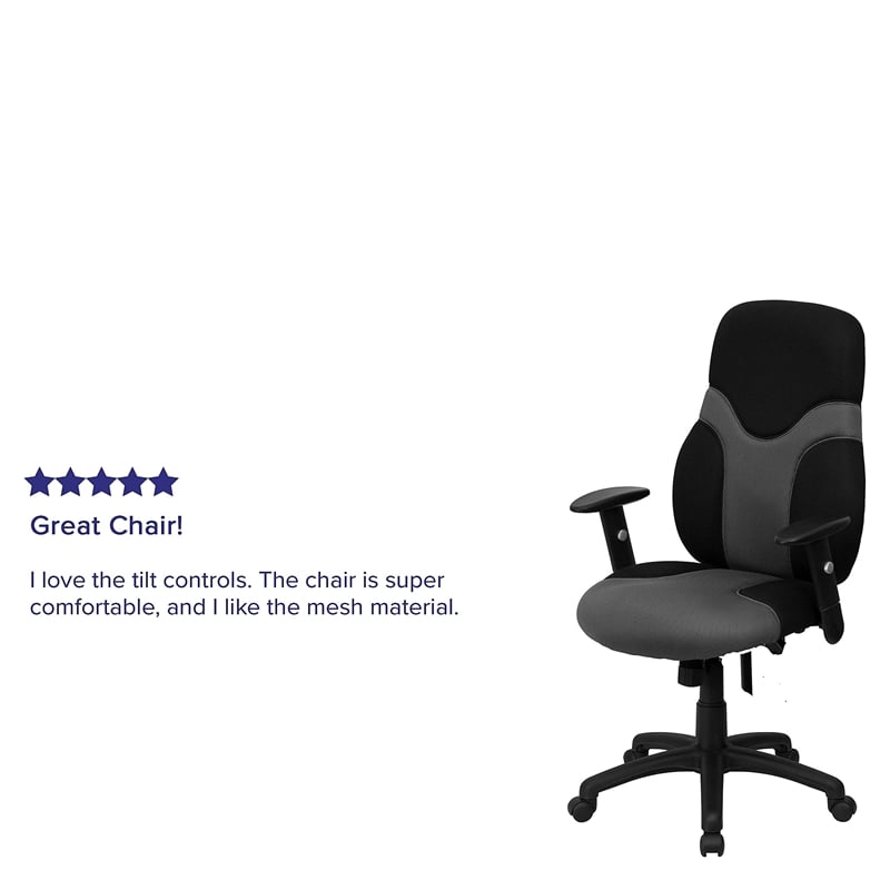 Pemberly Row High Back Mesh Office Swivel Chair in Black and Gray