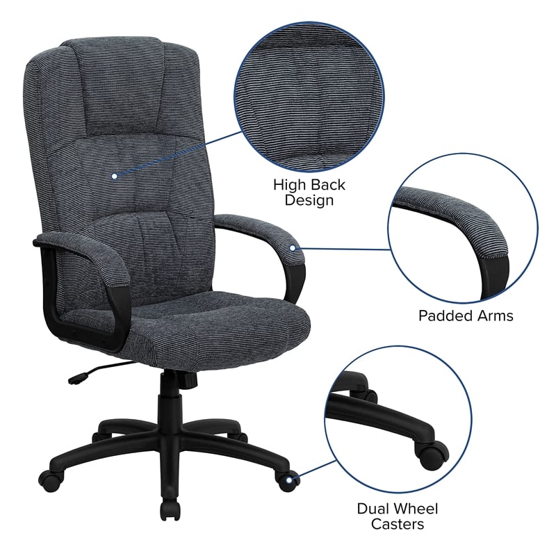 Pemberly Row Modern / Contemporary High Back Office Chair in Gray