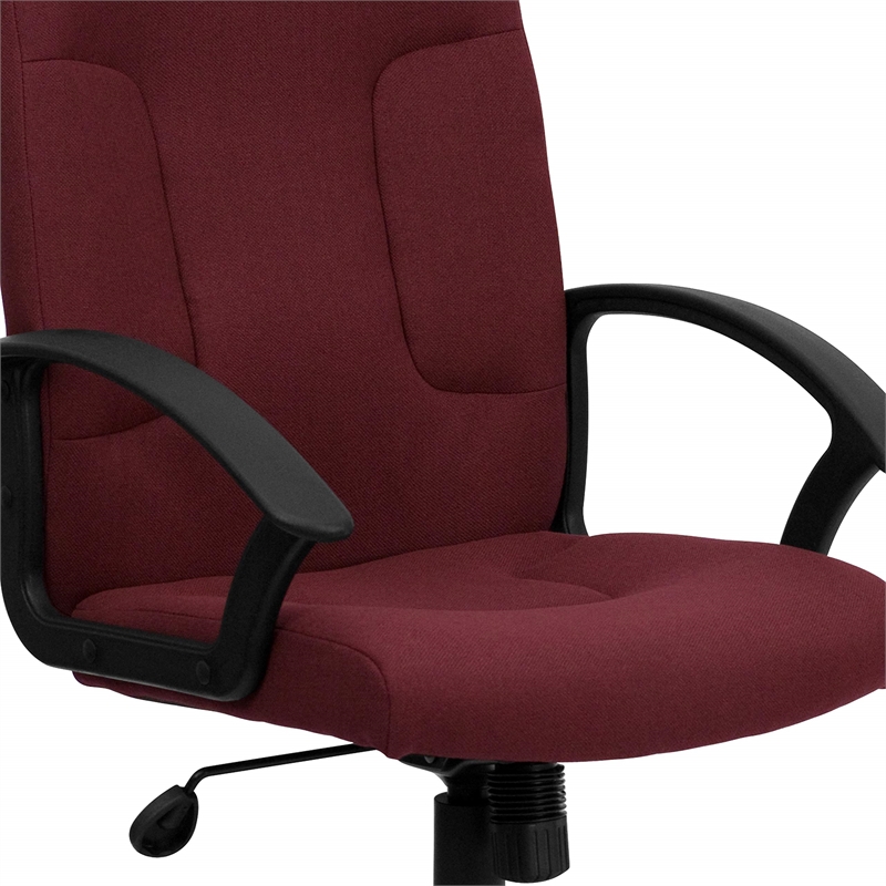 Pemberly Row Mid Back Office Chair with Nylon Arms in Burgundy