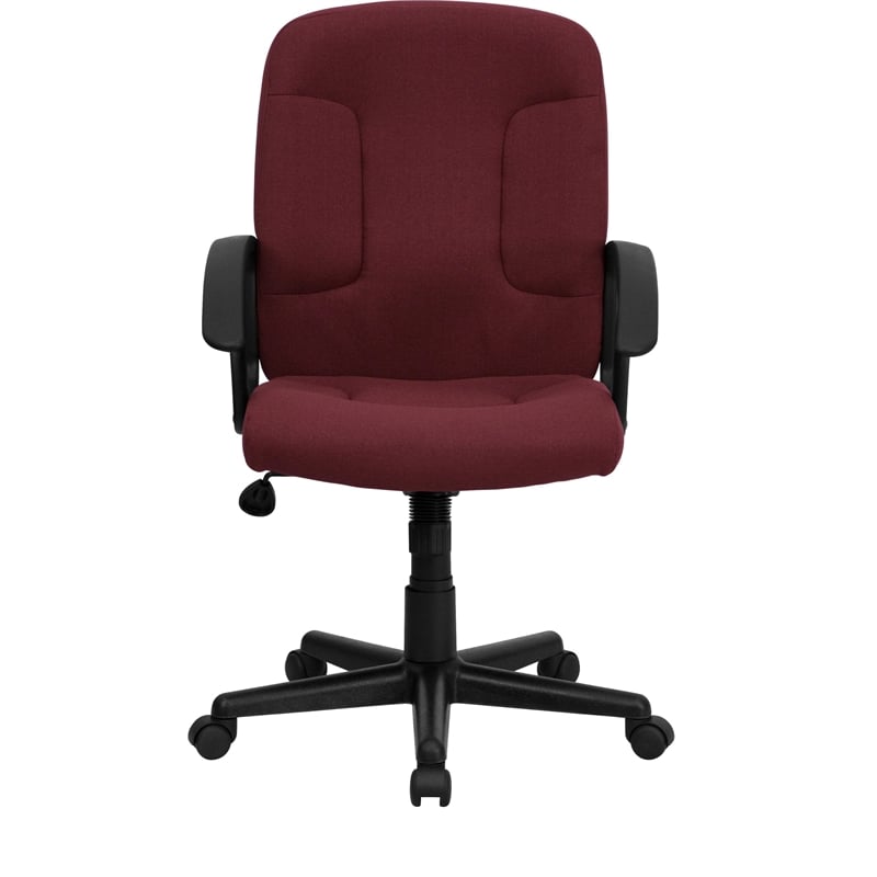 Pemberly Row Mid Back Office Chair with Nylon Arms in Burgundy