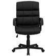 Pemberly Row Contemporary Mid-Back Leather Office Chair in Black