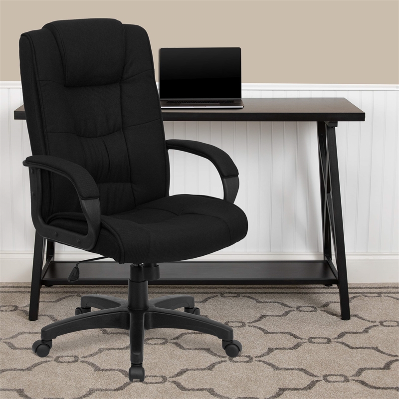 Pemberly Row Contemporary High Back Executive Office Chair in Black