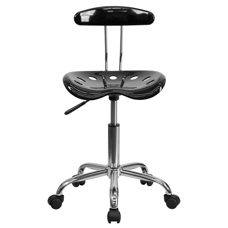 Pemberly Row Vibrant Computer Office Swivel Chair in Black and Chrome