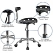 Pemberly Row Vibrant Computer Office Swivel Chair in Black and Chrome