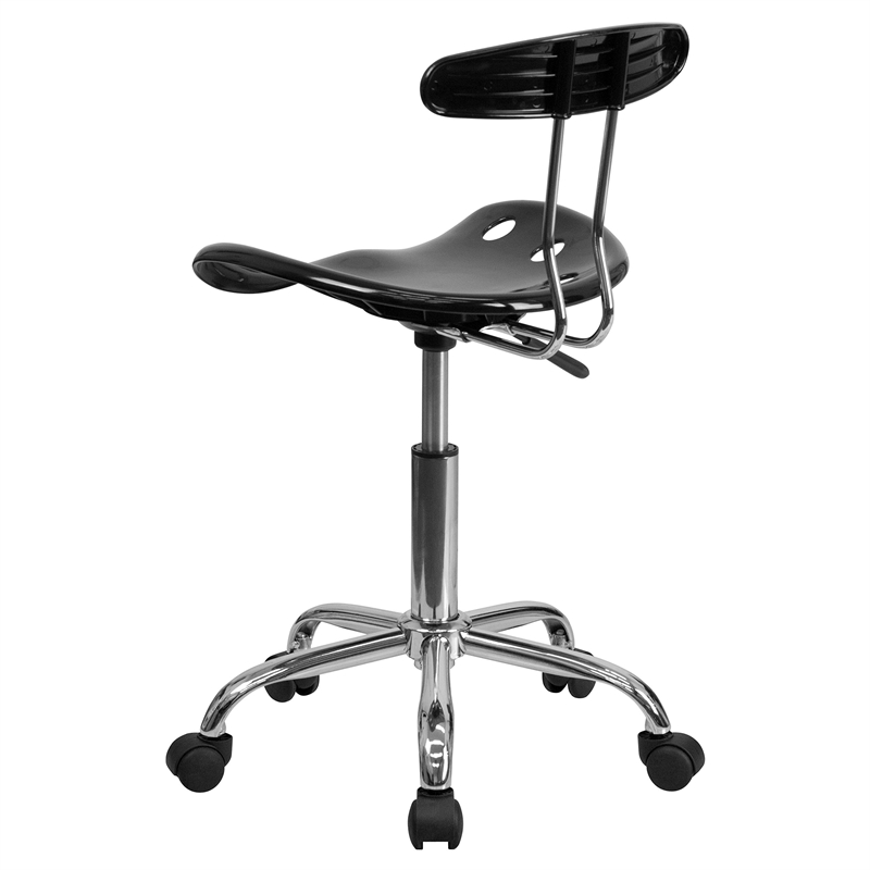 Pemberly Row Vibrant Computer Office Swivel Chair in Black and Chrome