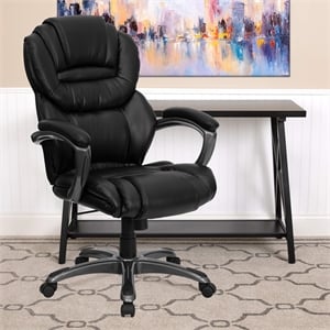 Pemberly Row High Back Office Chair with Leather Padded Loop Arms