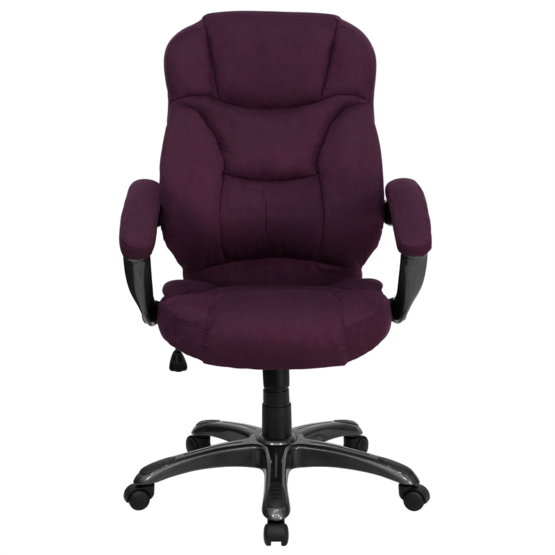 Pemberly Row High Back Microfiber Upholstered Office Chair in Grape