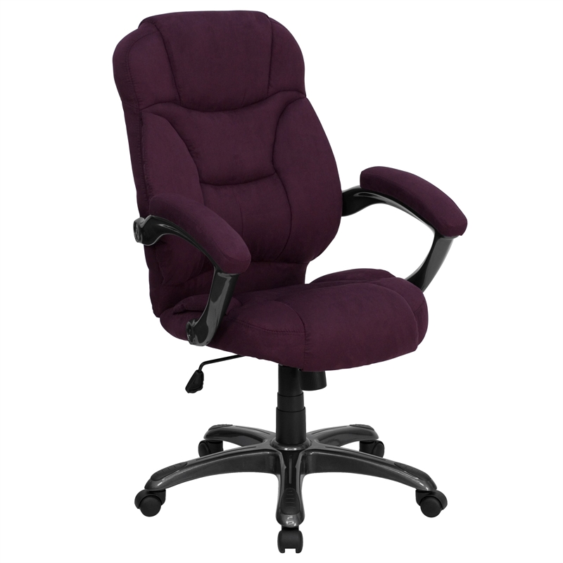 Pemberly Row High Back Microfiber Upholstered Office Chair in Grape