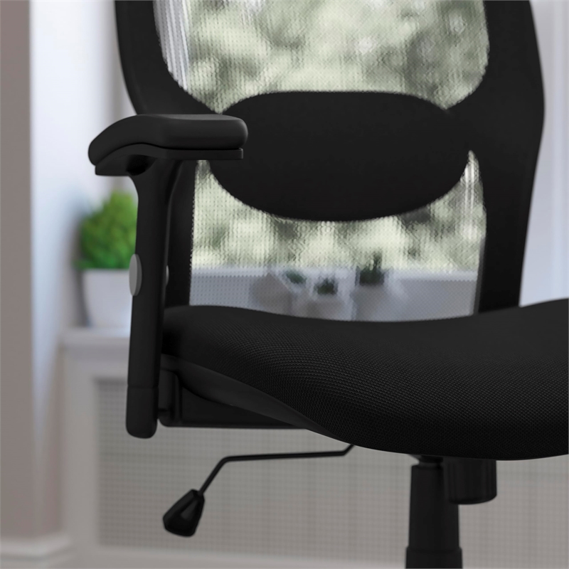 Pemberly Row Contemporary Mid-Back Super Mesh Office Chair in Black