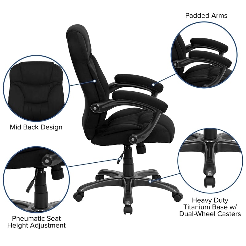 Pemberly Row Contemporary High Back Upholstered Office Chair in Black