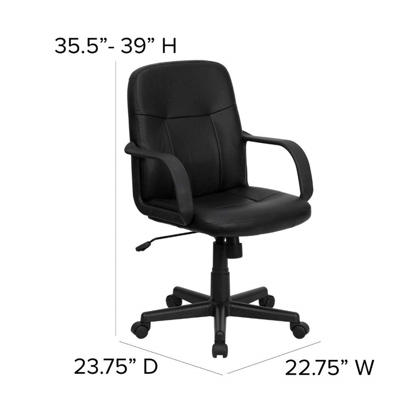 Pemberly Row Mid Back Glove Vinyl Executive Office Chair in Black