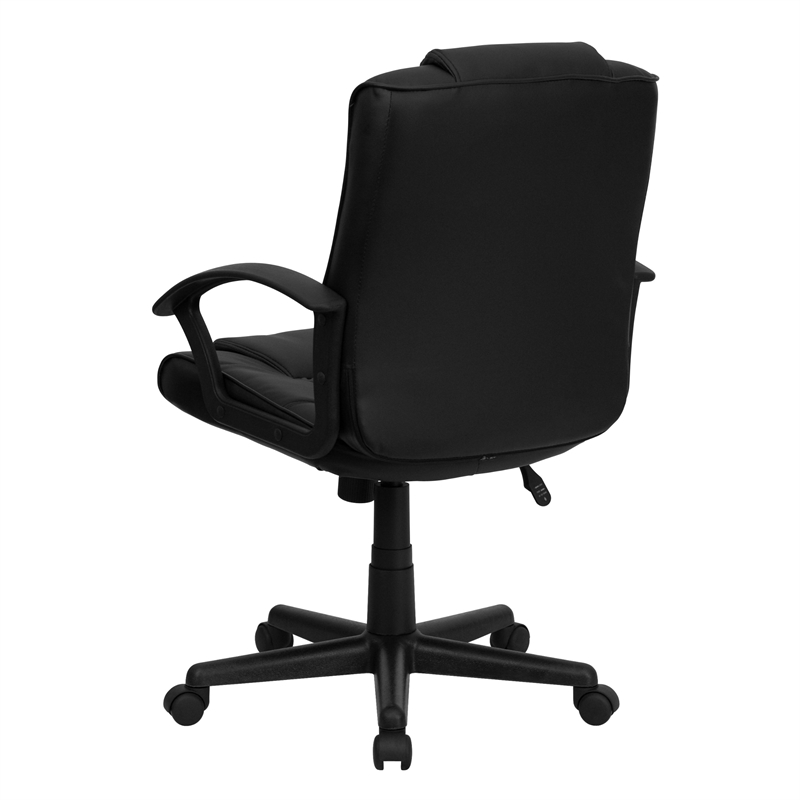 Pemberly Row Contemporary Mid Back Black Leather Office Chair