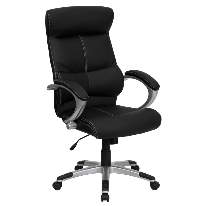 Pemberly Row High Back Executive Office Chair with Black Leather