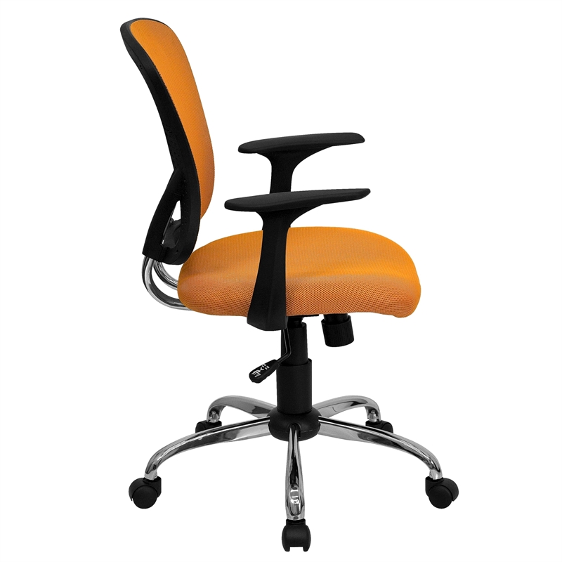 Pemberly Row Contemporary Mid Back Mesh Office Chair in Orange
