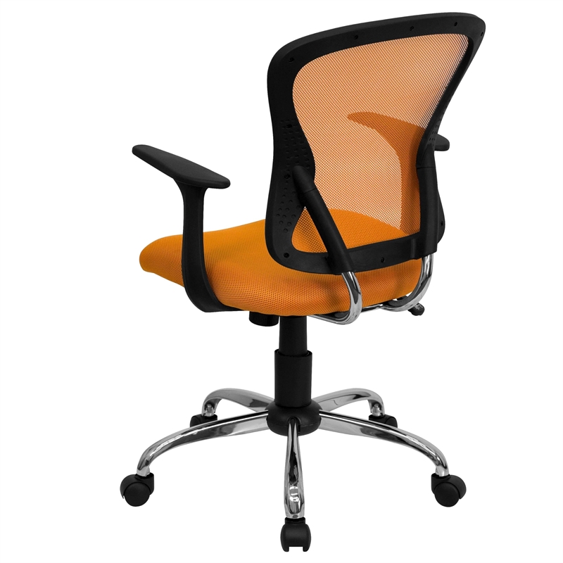 Pemberly Row Contemporary Mid Back Mesh Office Chair in Orange