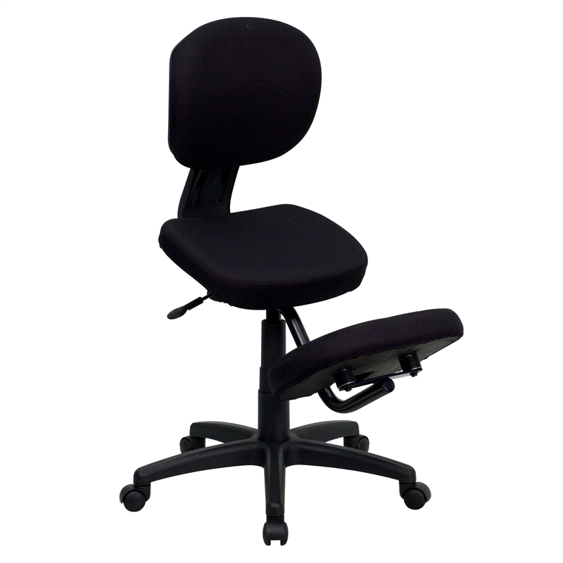 Pemberly Row Mobile Ergonomic Kneeling Office Chair in Black
