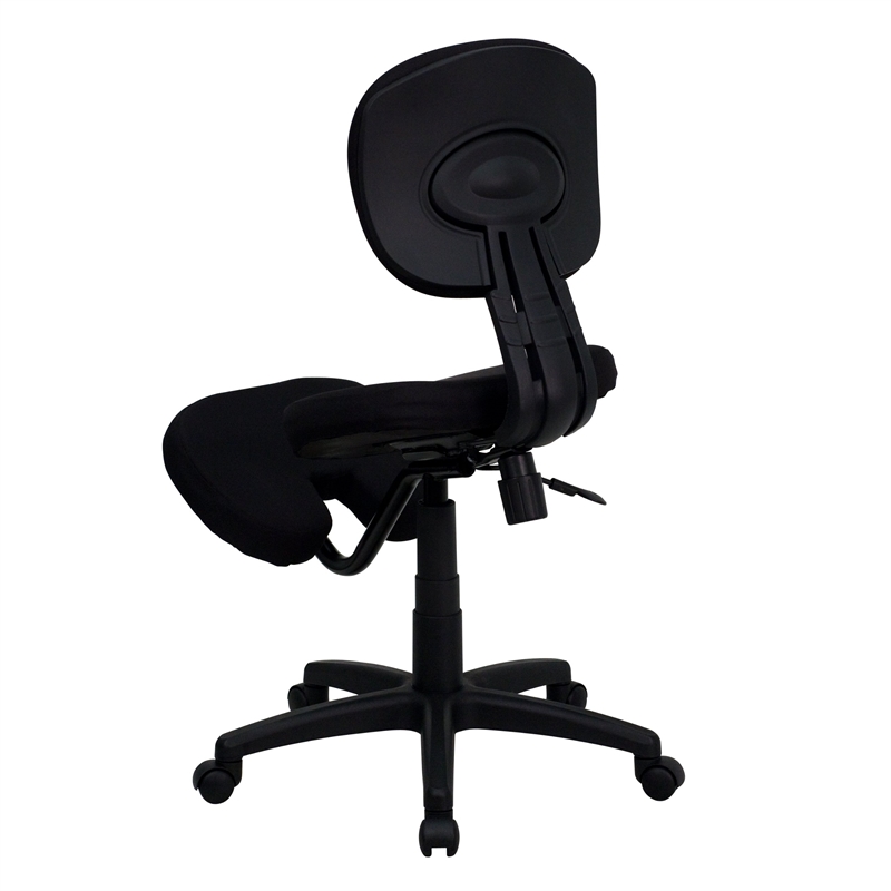 Pemberly Row Mobile Ergonomic Kneeling Office Chair in Black