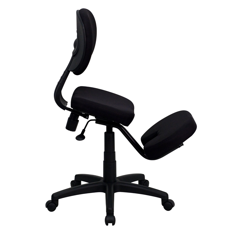 Pemberly Row Mobile Ergonomic Kneeling Office Chair in Black