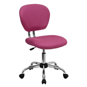 Pemberly Row Contemporary Mid-Back Mesh Office Swivel Chair in Pink
