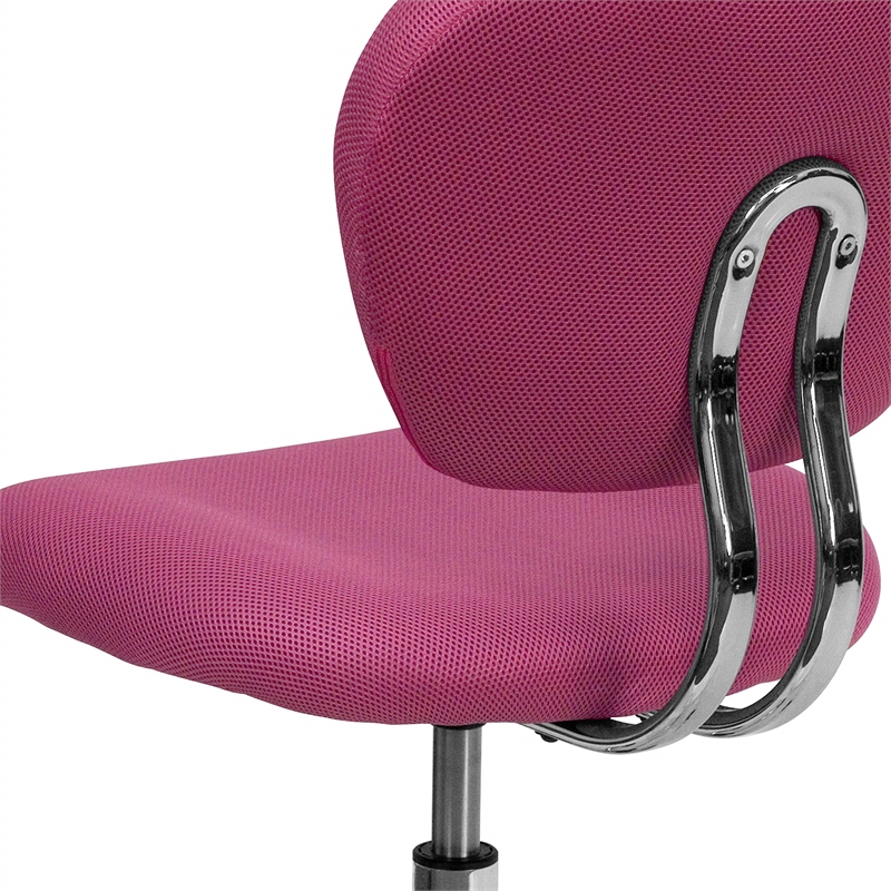 Pemberly Row Contemporary Mid-Back Mesh Office Swivel Chair in Pink