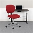 Pemberly Row Mid-Back Fabric Mesh Office Swivel Chair in Red