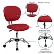 Pemberly Row Mid-Back Fabric Mesh Office Swivel Chair in Red