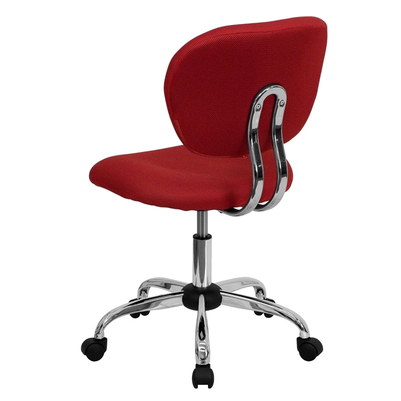 Pemberly Row Mid-Back Fabric Mesh Office Swivel Chair in Red