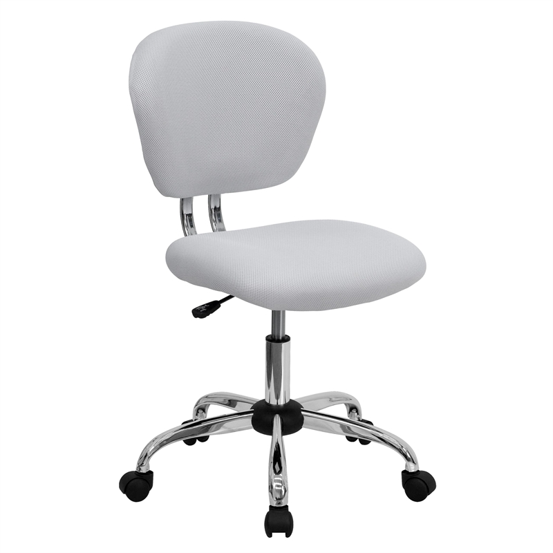 Pemberly Row Contemporary Mid-Back Mesh Office Swivel Chair in White