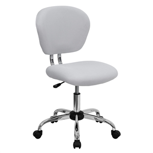 Pemberly Row Contemporary Mid-Back Mesh Office Swivel Chair in White
