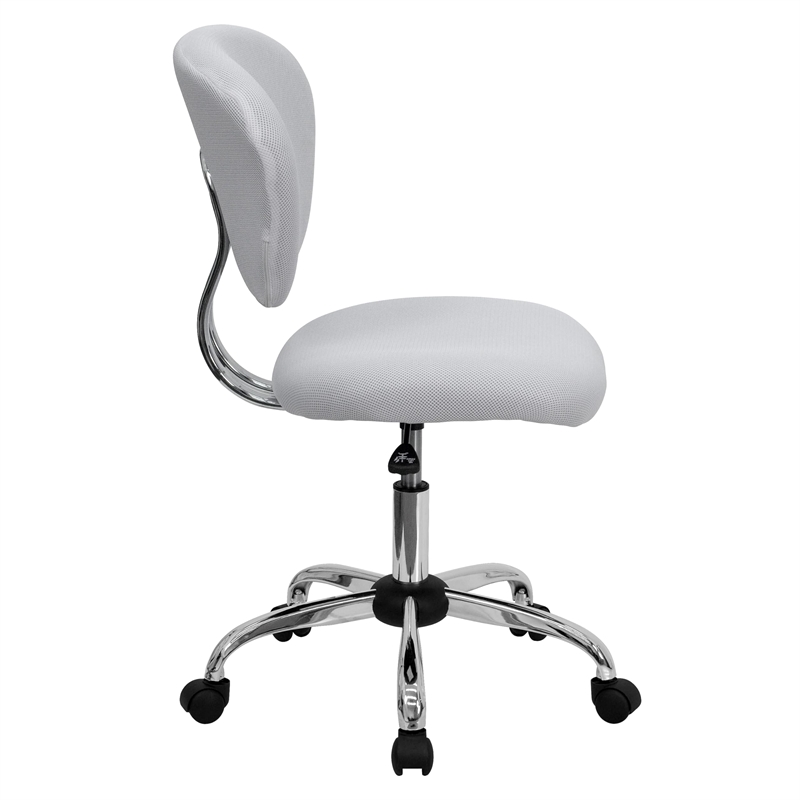 Pemberly Row Contemporary Mid-Back Mesh Office Swivel Chair in White