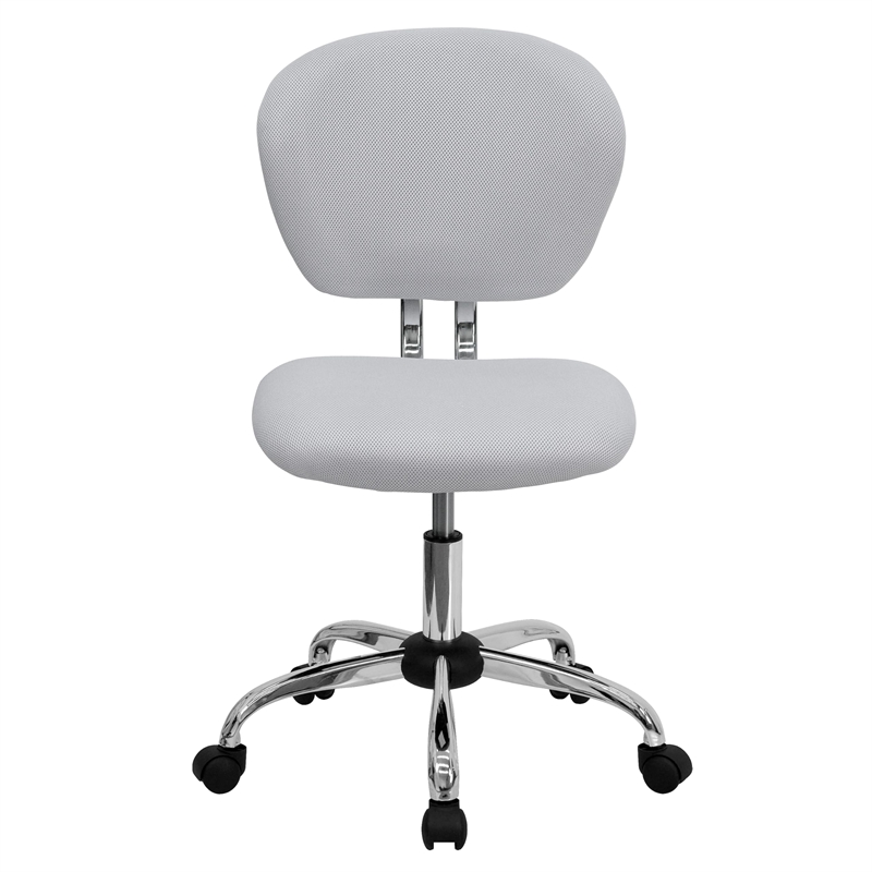 Pemberly Row Contemporary Mid-Back Mesh Office Swivel Chair in White
