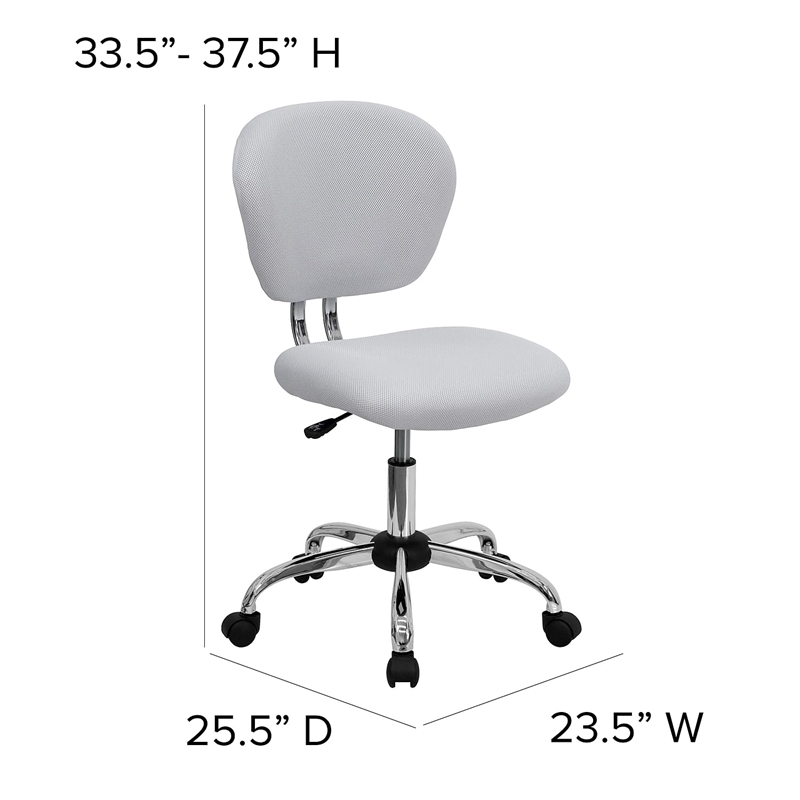 Pemberly Row Contemporary Mid-Back Mesh Office Swivel Chair in White