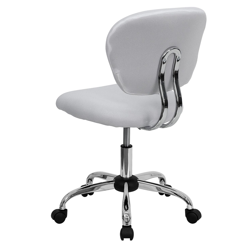 Pemberly Row Contemporary Mid-Back Mesh Office Swivel Chair in White