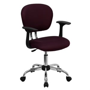 Pemberly Row Mid-Back Mesh Office Swivel Chair with Arms in Burgundy