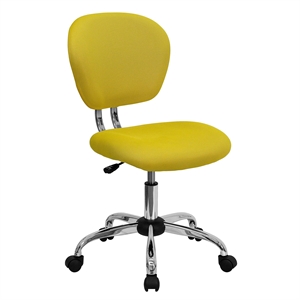 Pemberly Row Contemporary Mid-Back Mesh Office Swivel Chair in Yellow